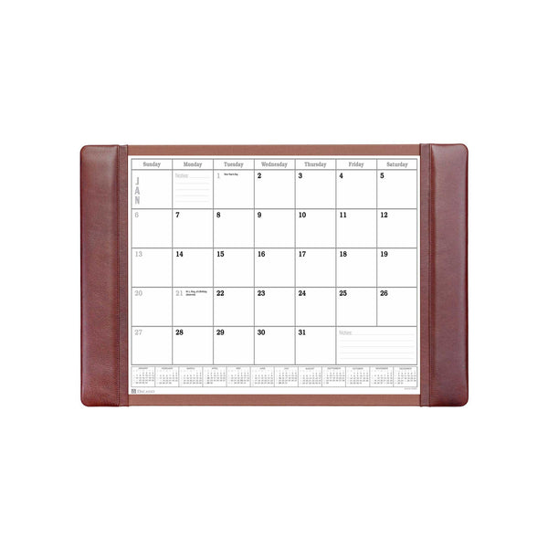 Mocha Leather Desk Pad w/ 2024 Calendar Insert, 25.5 x 17.25