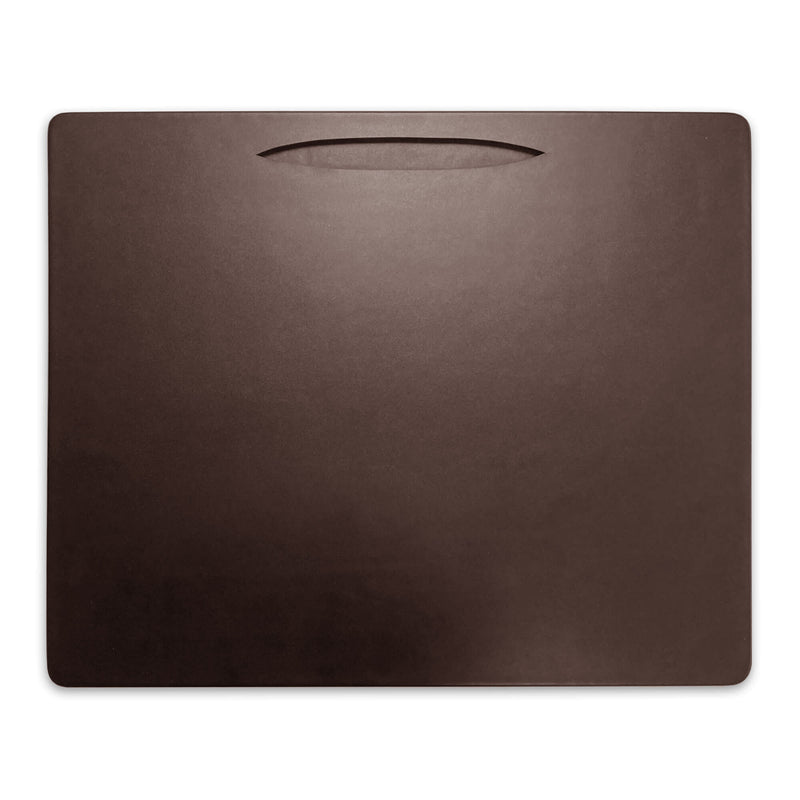 Chocolate Brown Leatherette Conference Table Pad with Pen Well, 17 x 14