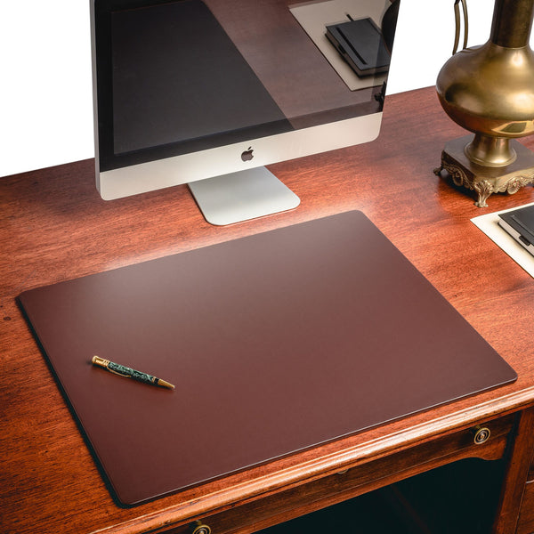 Chocolate Brown Leatherette 24" x 19" Desk Mat without Rails
