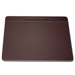Chocolate Brown Leatherette 17" x 14" Top-Rail Conference Pad with Pen Well