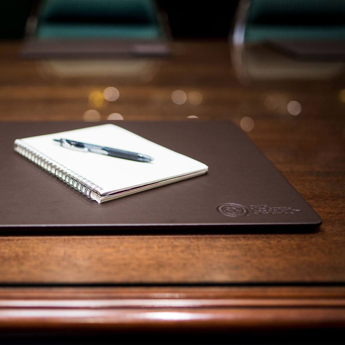 Chocolate Brown Leather 20" x 16" Conference Table Pad