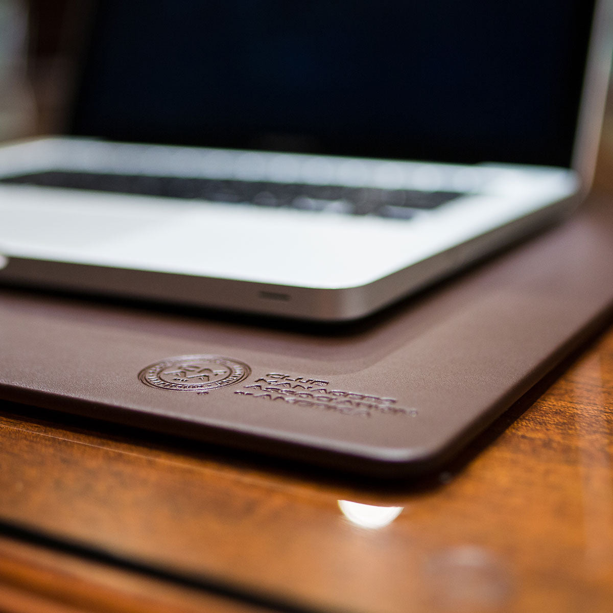 Chocolate Brown Leather 20" x 16" Conference Table Pad