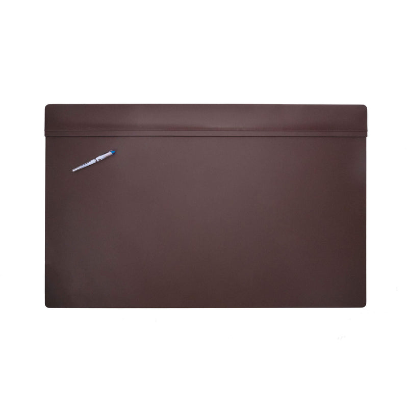 Chocolate Brown Leather 38" x 24" Top-Rail Desk Pad