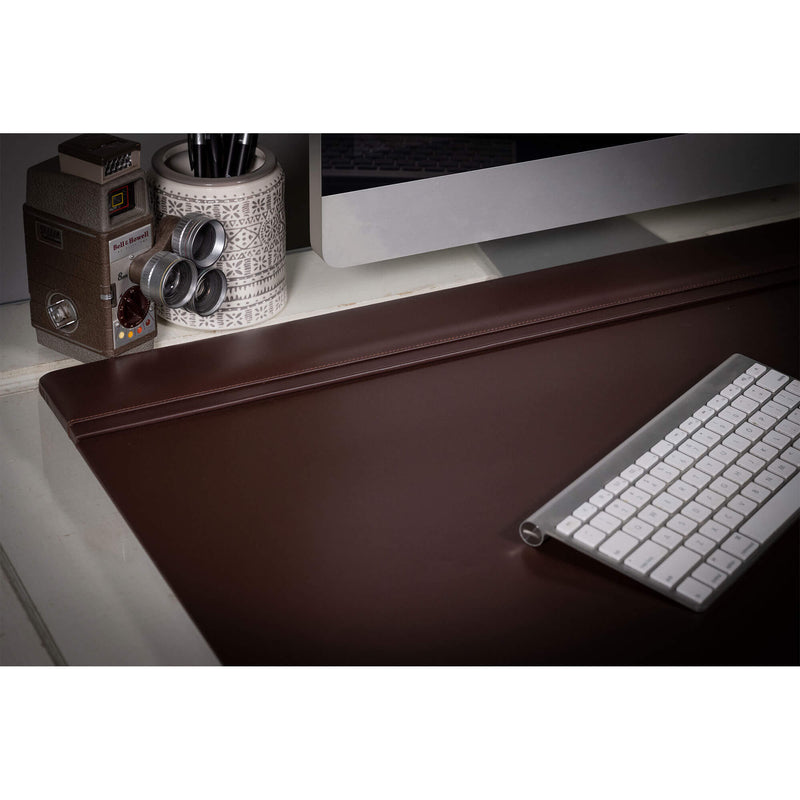 Chocolate Brown Leather 38" x 24" Top-Rail Desk Pad