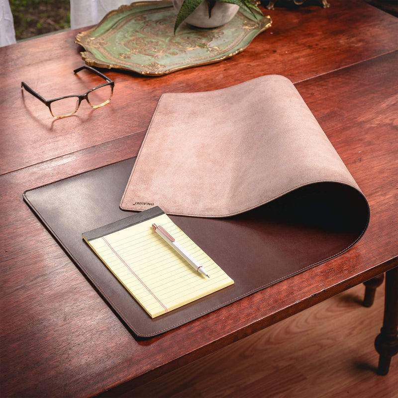 Dark Brown Bonded Leather 32" x 15" No Core Rollable Desk Mat/Pad