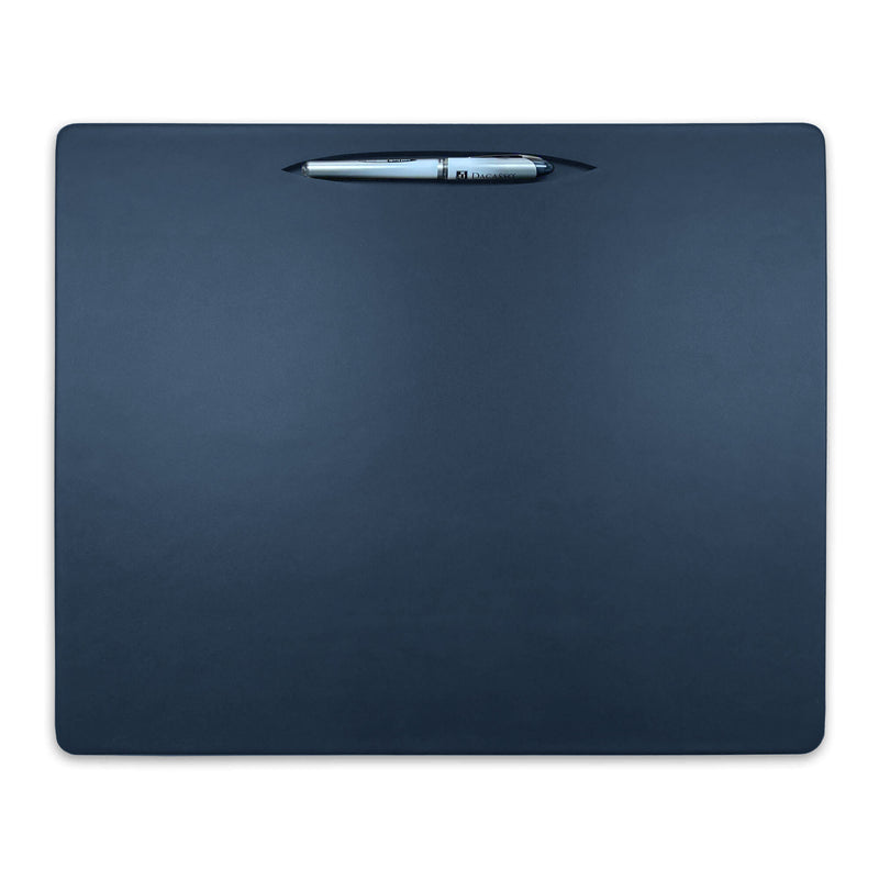 Navy Blue Leather Conference Table Pad with Pen Well, 17 x 14