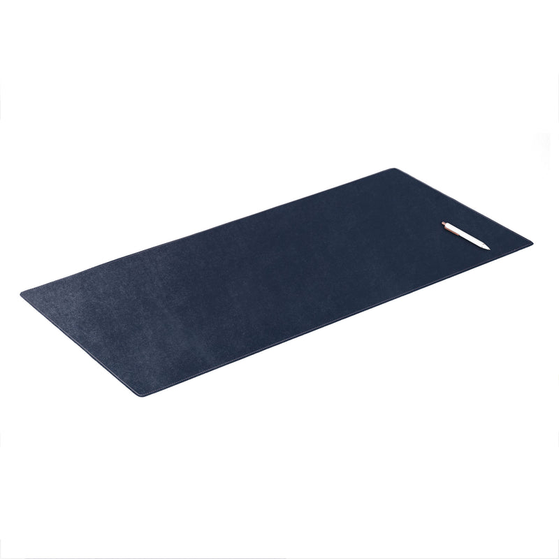 Navy Blue Bonded Leather 36" x 17" No Core Rollable Desk Mat/Pad
