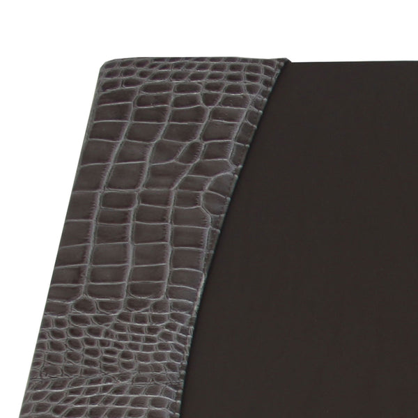 Protacini Castlerock Gray Italian Crocodile Leather 34" x 20" Side-Rail Desk Pad