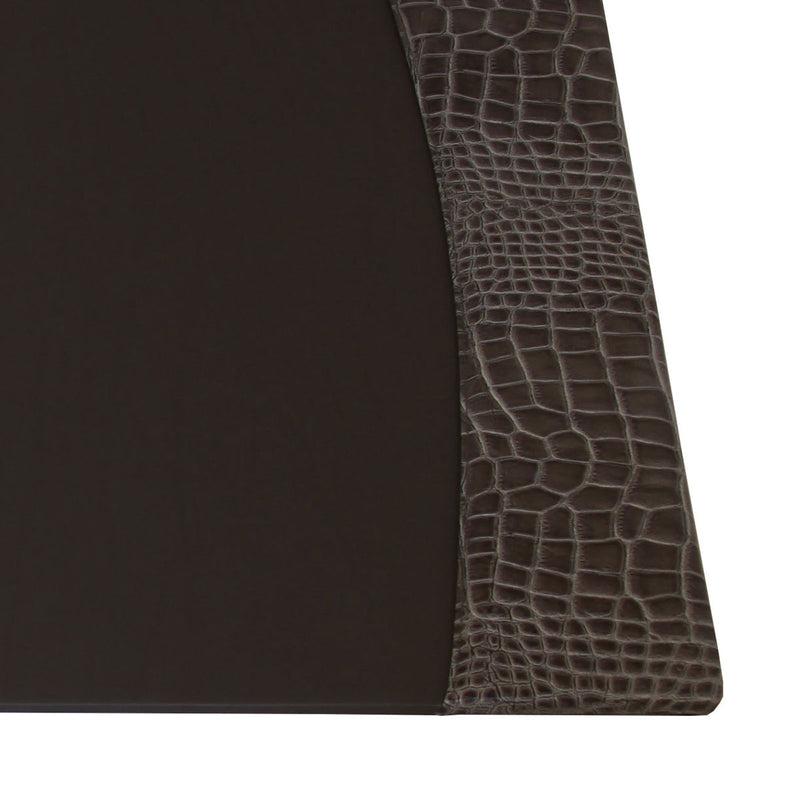 Protacini Castlerock Gray Italian Crocodile Leather 34" x 20" Side-Rail Desk Pad