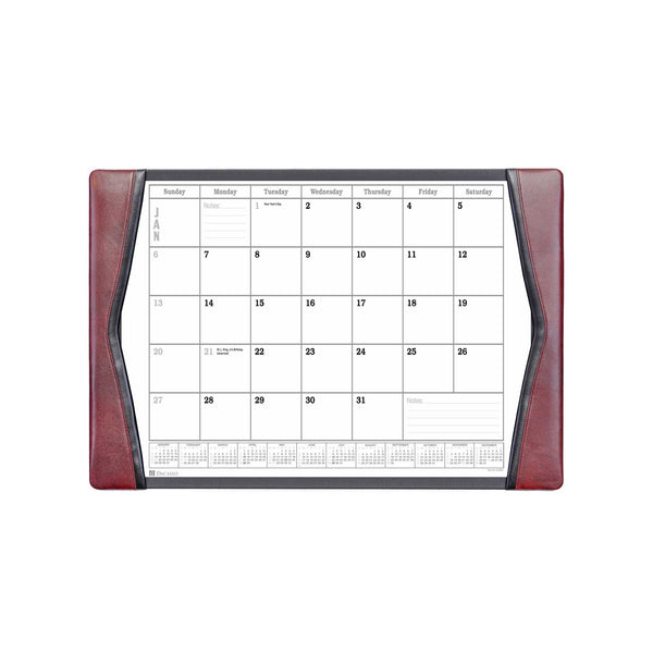 Burgundy Leather Desk Pad w/ 2024 Calendar Insert, 25.5 x 17.25